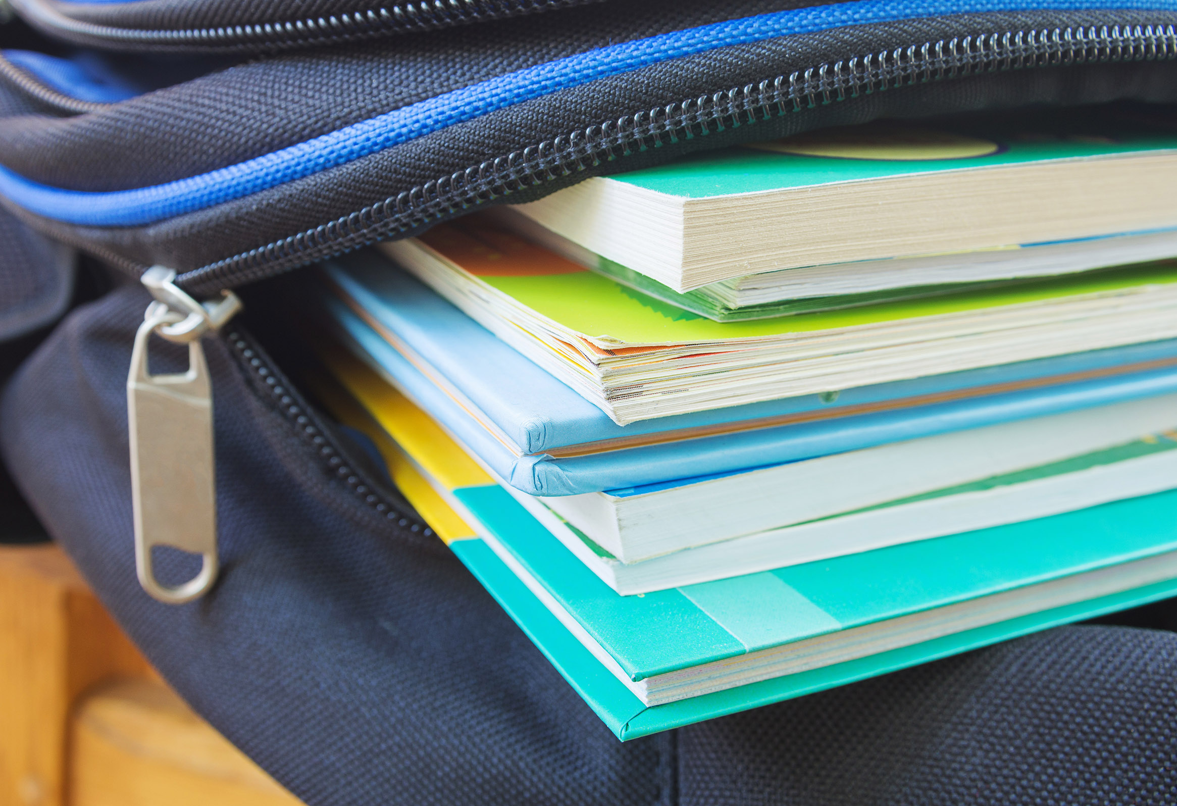 Books in backpack